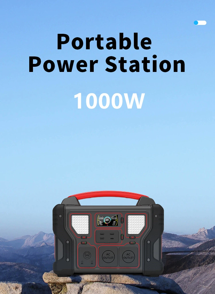 1000W Portable Lithium Battery Solar Rechargeable Energy Power Generator for Camping